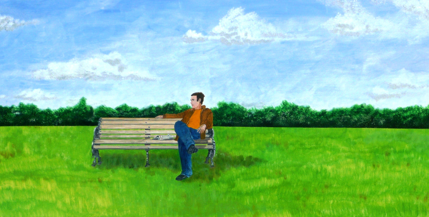 “Contemplating”  (Man alone on bench)